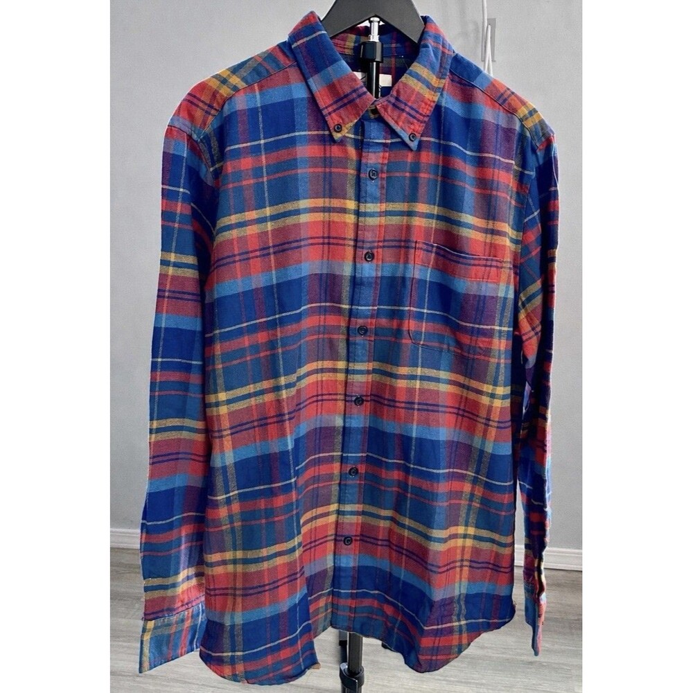 St Johns Bay Flannel Shirt Mens L Plaid Super Soft Button Down NWT Cotton